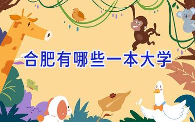 合肥有哪些一本大学