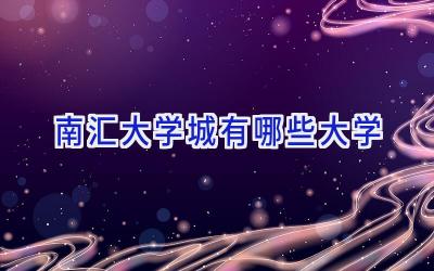 南汇大学城有哪些大学