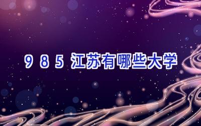 985江苏有哪些大学