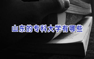山东的专科大学有哪些