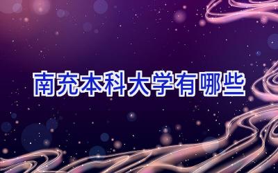 南充本科大学有哪些