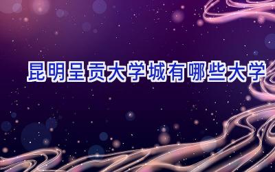 昆明呈贡大学城有哪些大学