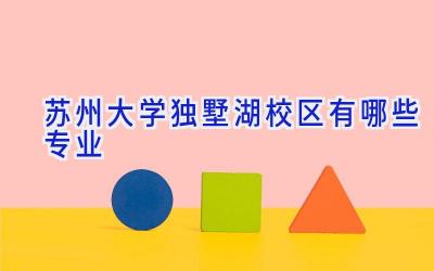 苏州大学独墅湖校区有哪些专业